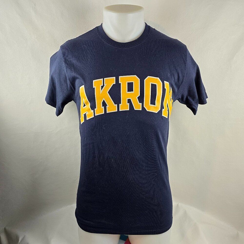 Akron University T Shirt Mens Small Blue Champion Graphic Tee Ohio Zips City